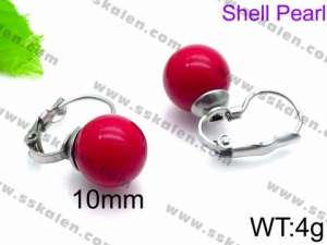 SS Shell Pearl Earrings - KE71433-Z