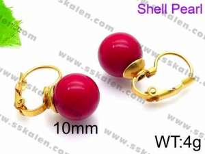 SS Shell Pearl Earrings - KE71434-Z
