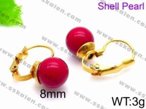 SS Shell Pearl Earrings - KE71435-Z