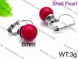 SS Shell Pearl Earrings - KE71436-Z