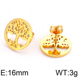 Stainless Steel Stone&Crystal Earring - KE72031-K