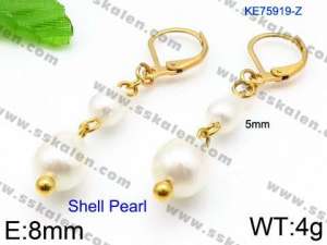 SS Shell Pearl Earrings - KE75919-Z