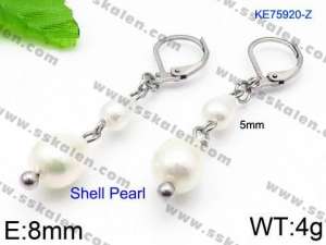 SS Shell Pearl Earrings - KE75920-Z