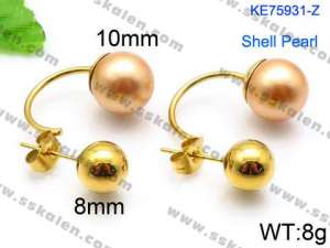 SS Shell Pearl Earrings - KE75931-Z