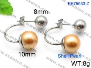 SS Shell Pearl Earrings - KE75933-Z