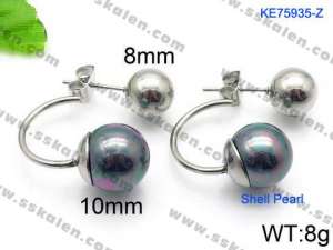SS Shell Pearl Earrings - KE75935-Z