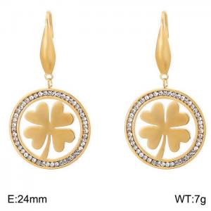 Stainless Steel Stone&Crystal Earring - KE79864-GC