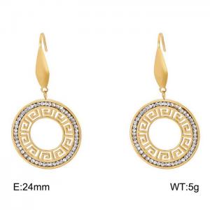 Stainless Steel Stone&Crystal Earring - KE79876-GC