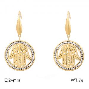 Stainless Steel Stone&Crystal Earring - KE79888-GC