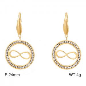 Stainless Steel Stone&Crystal Earring - KE79891-GC