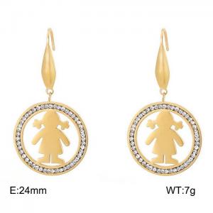 Stainless Steel Stone&Crystal Earring - KE79895-GC