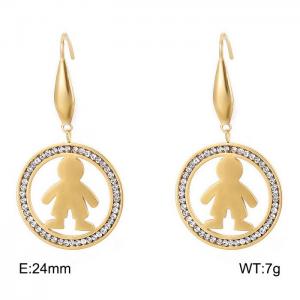 Stainless Steel Stone&Crystal Earring - KE79898-GC