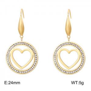 Stainless Steel Stone&Crystal Earring - KE79907-GC