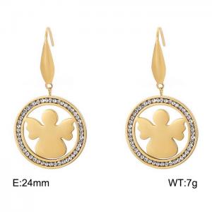 Stainless Steel Stone&Crystal Earring - KE79919-GC