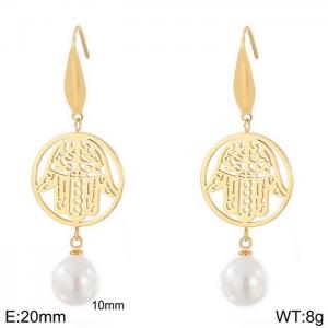 SS Shell Pearl Earrings - KE79984-GC