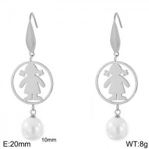 SS Shell Pearl Earrings - KE79986-GC