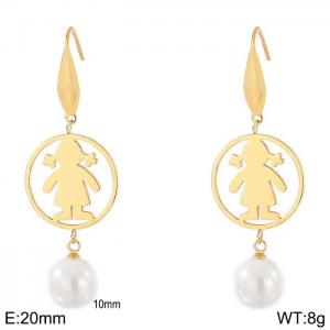 SS Shell Pearl Earrings - KE79987-GC