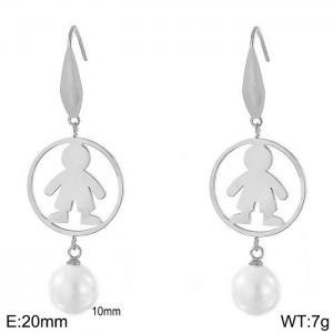 SS Shell Pearl Earrings - KE79989-GC