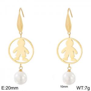 SS Shell Pearl Earrings - KE79990-GC