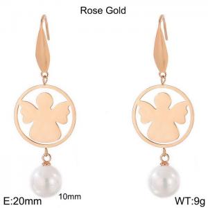 SS Shell Pearl Earrings - KE79997-GC