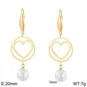 SS Shell Pearl Earrings - KE80013-GC