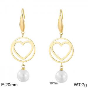 SS Shell Pearl Earrings - KE80013-GC