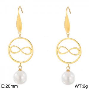 SS Shell Pearl Earrings - KE80054-GC