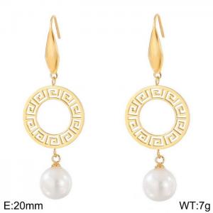 SS Shell Pearl Earrings - KE80058-GC