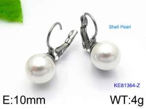 SS Shell Pearl Earrings - KE81364-Z