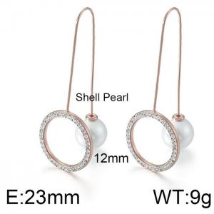 Stainless Steel Stone&Crystal Earring - KE81562-K