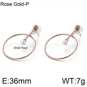 SS Rose Gold-Plating Earring - KE81949-K