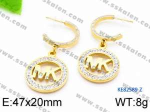 Stainless Steel Stone&Crystal Earring - KE82589-Z