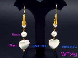 SS Shell Pearl Earrings - KE83315-Z