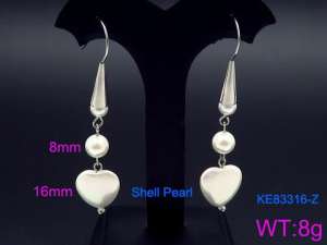 SS Shell Pearl Earrings - KE83316-Z