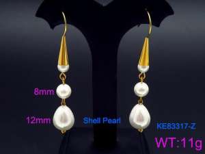 SS Shell Pearl Earrings - KE83317-Z