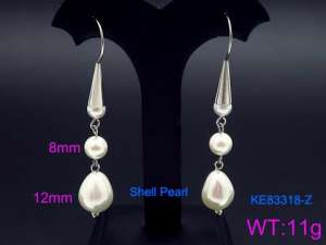 SS Shell Pearl Earrings - KE83318-Z