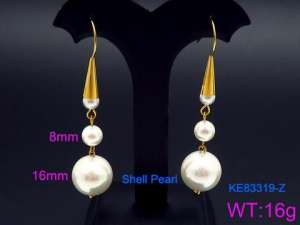 SS Shell Pearl Earrings - KE83319-Z