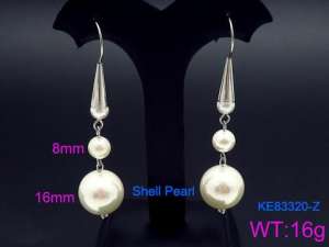 SS Shell Pearl Earrings - KE83320-Z