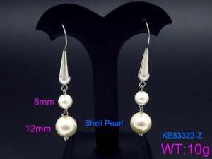 SS Shell Pearl Earrings - KE83322-Z