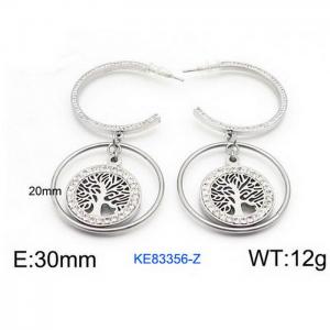 Women's Silver Hoop Earrings Silver Plated Stainless Steel Earrings - KE83356-Z