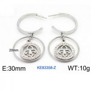 Women's Silver Hoop Earrings Silver Plated Stainless Steel Earrings - KE83358-Z