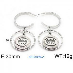 Women's Silver Hoop Earrings Silver Plated Stainless Steel Earrings - KE83359-Z