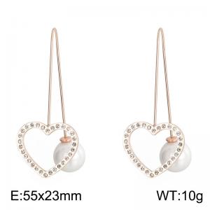 Stainless Steel Stone&Crystal Earring - KE83379-K