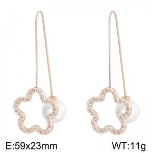 Stainless Steel Stone&Crystal Earring - KE83381-K