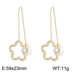 Stainless Steel Stone&Crystal Earring - KE83383-K