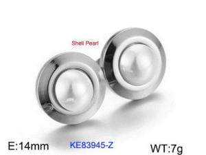 SS Shell Pearl Earrings - KE83945-Z