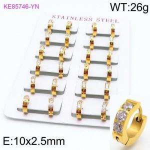 Stainless Steel Stone&Crystal Earring - KE85746-YN