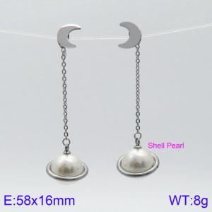 SS Shell Pearl Earrings - KE85784-KFC