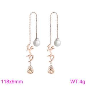 SS Rose Gold-Plating Earring - KE85877-K