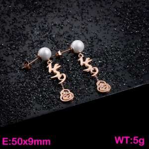 SS Rose Gold-Plating Earring - KE85884-K